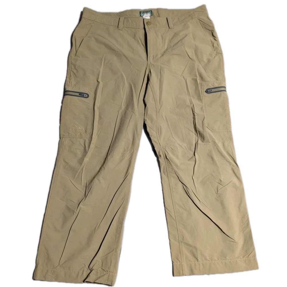 LL‎ Bean Cresta Hiking Pants Mens 38x30 Tan Water Resistant Nylon Outdoor